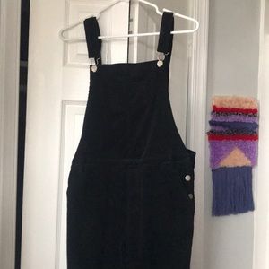 Black corduroy wide leg overalls